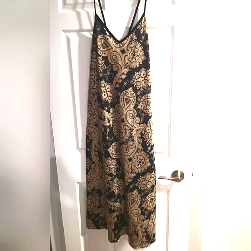 Marks & Spencer Black and Gold Paisley Maxi Dress